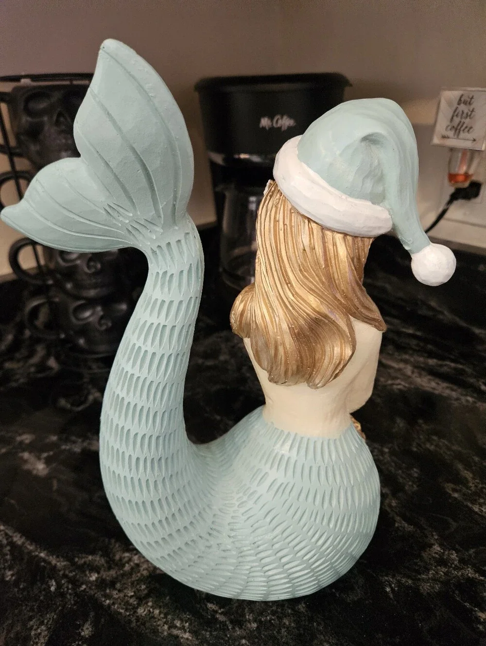 Fancy That Holiday Christmas Mermaid Figurine – Pastel Blue & Gold, 8” Resin